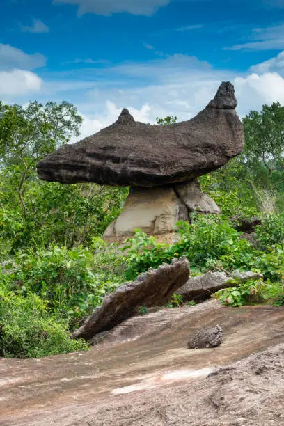 Beautiful rock formation in the Phu Pha Thoep National Park, Province Mukdahan in Thailand