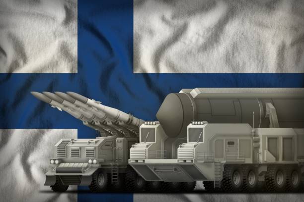istock Finland rocket troops concept on the national flag background. 3d Illustration 1002014064