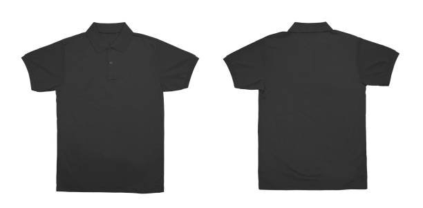istock Blank Polo shirt color black front and back view 1002025762