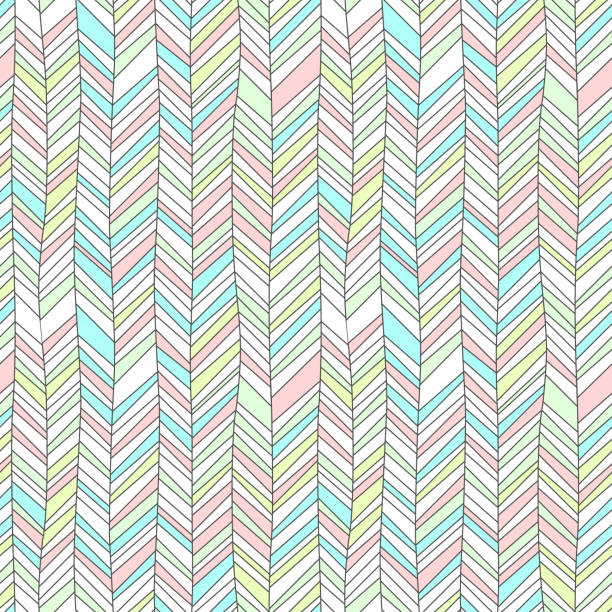 파스텔 컬러 질감된 쉐 브 론 장식 기하학적 추상 완벽 한 패턴, 벡터 - pastel colored backgrounds high contrast outline stock illustrations