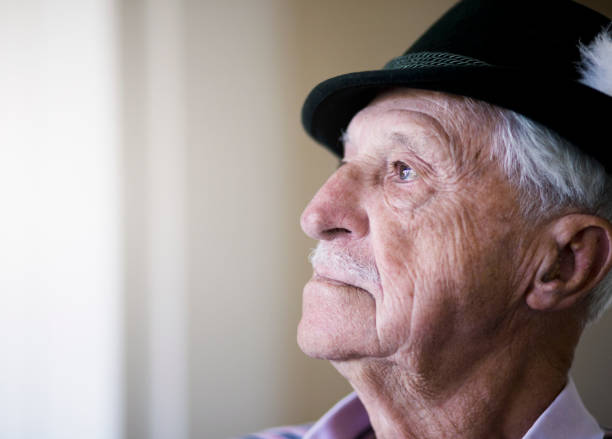 Portrait of handsome old gentleman in profile