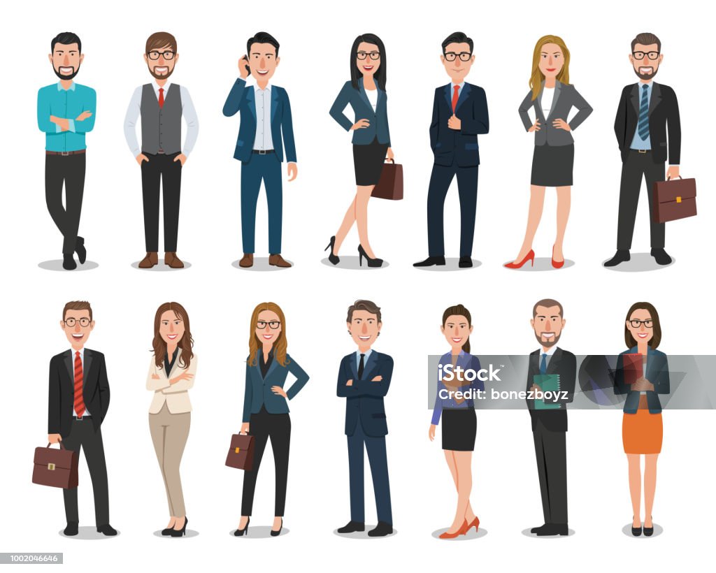 Group of business men and business women characters working in office. Isolated on white background People character vector illustration People stock vector