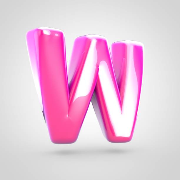istock Pink letter W uppercase isolated on white background. 1002049894