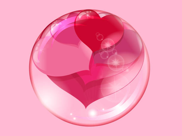 istock a lot of red hearts inside a transparent ball on a pink background, soap bubble 1002049950
