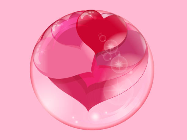 istock a lot of red hearts inside a transparent ball on a pink background, soap bubble 1002049982