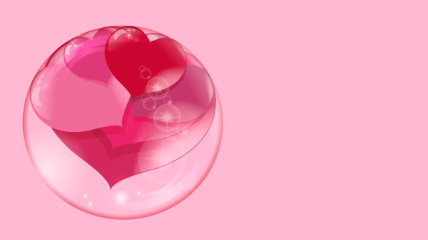 istock a lot of red hearts inside a transparent ball on a pink background, soap bubble 1002050016