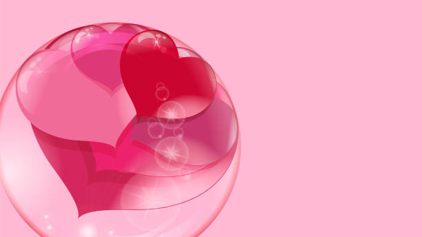 istock a lot of red hearts inside a transparent ball on a pink background, soap bubble 1002050050