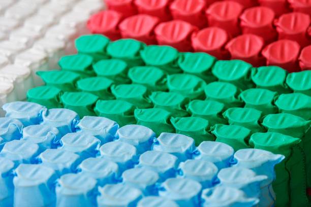 Rows of bedspring in tissue cover