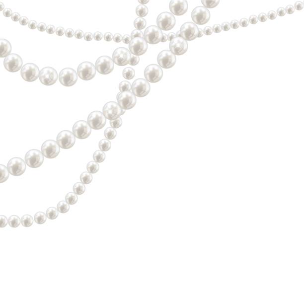 векторное жемчужное ожерелье на светлом фоне - gem fashion jewelry bead stock illustrations