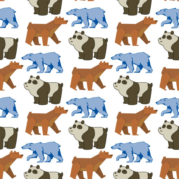 istock Bear animal vector mammal teddy grizzly funny happy cartoon predator cute character seamless pattern background illustration 1002069332