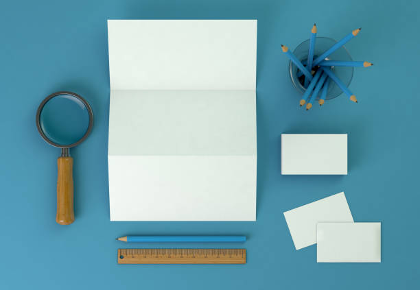 istock Corporate Stationery Branding Mock-up on blue background 1002071778
