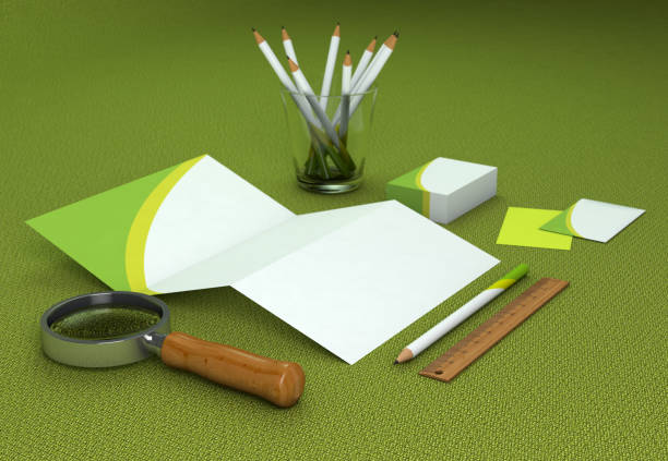 istock Corporate Stationery Branding Mock-up on green background 1002071874
