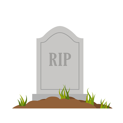 stone tombstone rip,isolated on white background,flat vector illustration