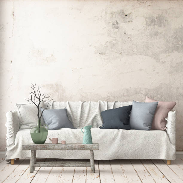istock Mock up poster in an interior in Scandinavian style with a sofa. 3D rendering 1002072410