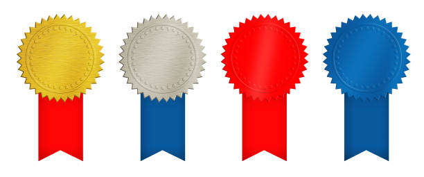 istock Gold, silver, red and blue coins or medals 1002079418
