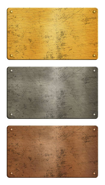 istock Gold, silver, copper metal plates over white 1002079506