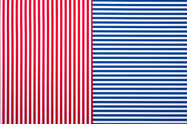 top view of blue and red surface with white stripes for background