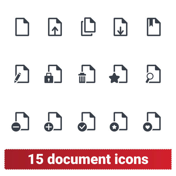 Vector Set Of Document Files Icons Documents icons. Vector set of papers and files pictograms for web and application interfaces. Isolated on white. editor page stock illustrations