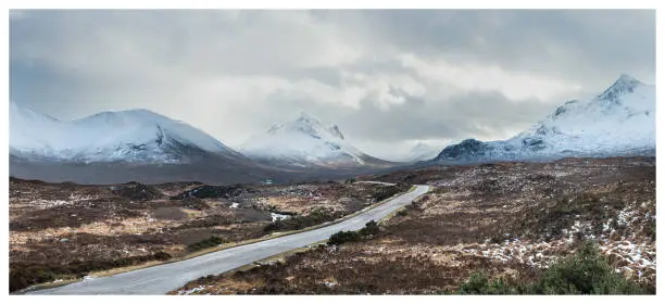 Photo of Panoramic view looking south on the A87 road on Skye