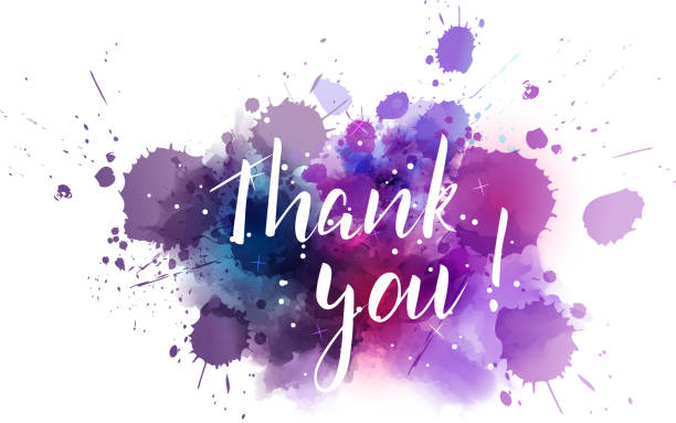 Thank you lettering on watercolored background vector art illustration