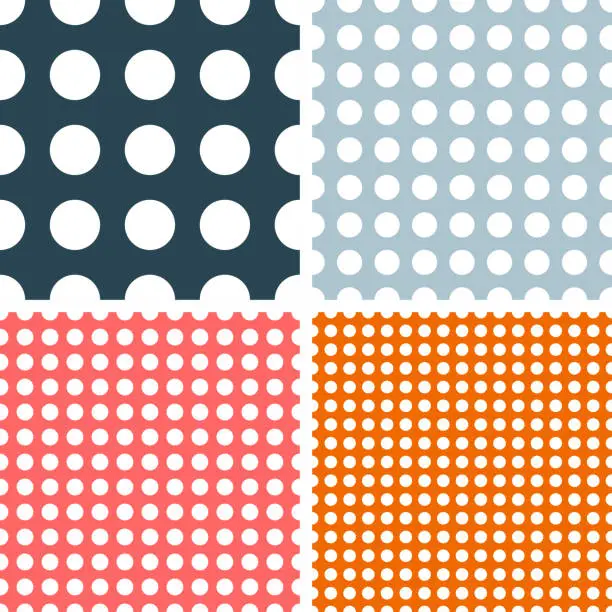 Vector illustration of Set of 4 polka dot seamless textures