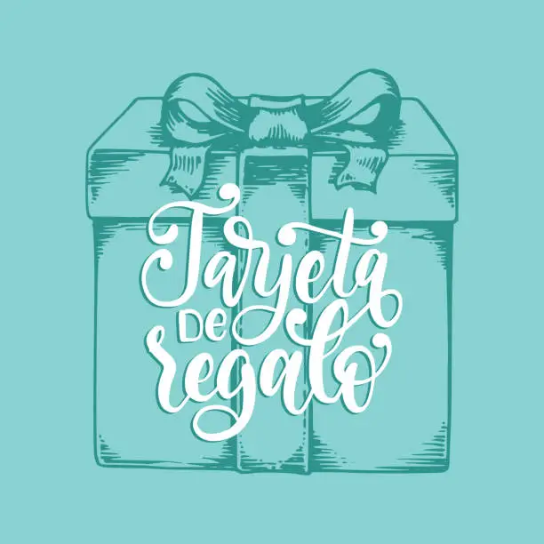 Vector illustration of Tarjeta De Regalo, vector hand lettering. Translation from Spanish to English of phrase Gift Card. Vector calligraphiy.