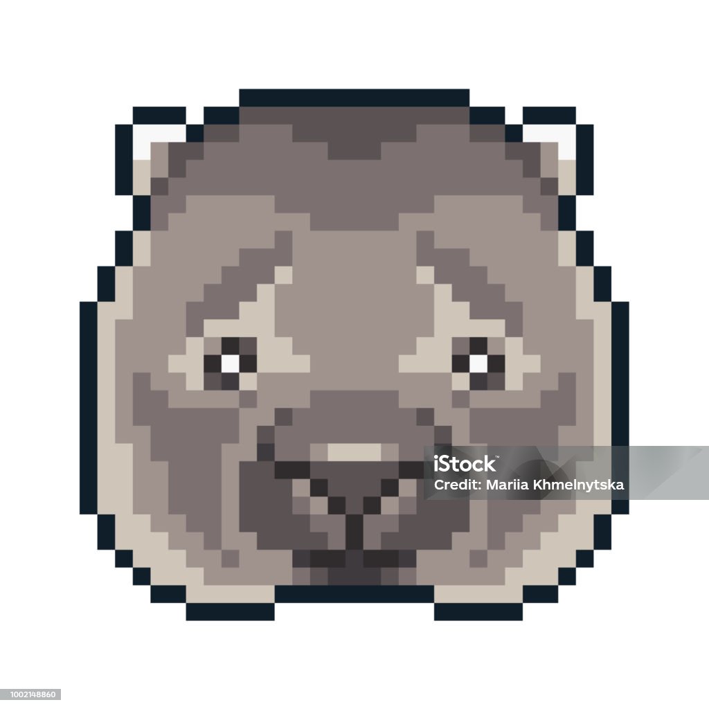 Pixel art wombat icon isolated on white background. Illustration stock vector