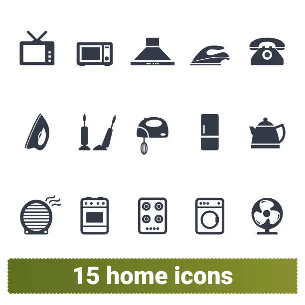 Vector illustration of Home Appliances And Household Icons Collection