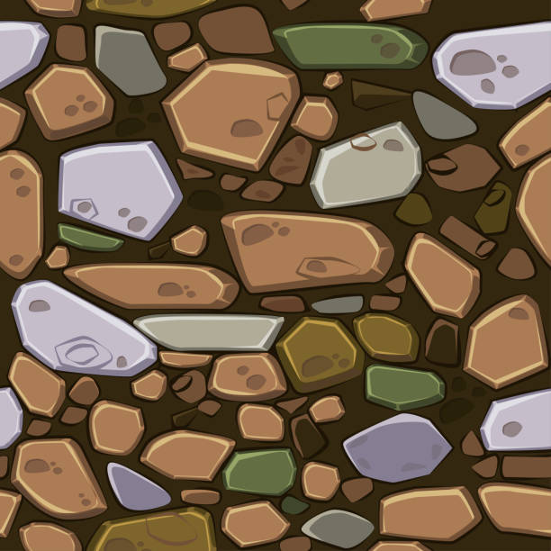 вид сверху бесшовные фоновые текстуры цветных камней. иллюстрация для элемента игры ui - stone asphalt road dirty stock illustrations