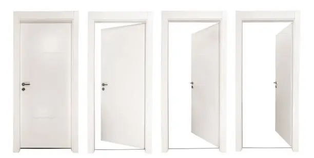 Photo of White doors isolated on white background