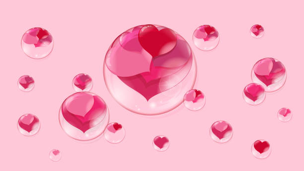 istock a lot of red hearts inside bubbles on a pink background soap bubble 1002168326