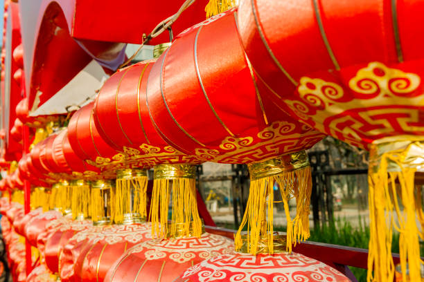 chinesisches neujahr laternen in chinatown, capital cities, beijing, china - ostasien, feier, - capital cities beijing china asia stock-fotos und bilder