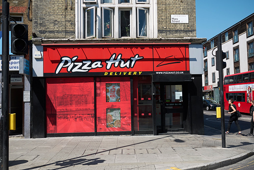 London, United Kingdom - June 26, 2018 : Pizza Hut in Hackney