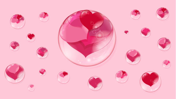 istock a lot of red hearts inside bubbles on a pink background soap bubble 1002169022