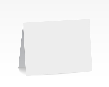 Realistic standing white blank folded paper card - vector