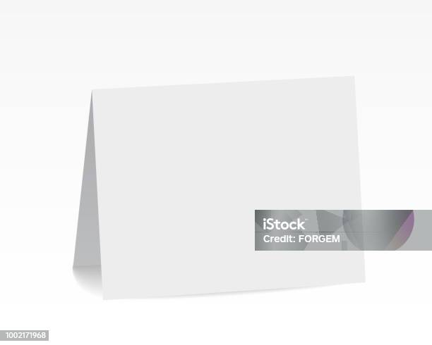 Paper Card Vector Realistic Standing White Blank Folded Paper Card Vector Stock ...