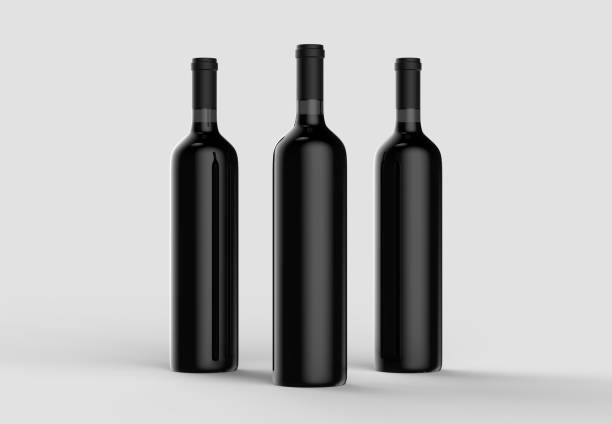 istock Wine bottle mock up without label. Isolated on light gray background. 3D illustration 1002172006