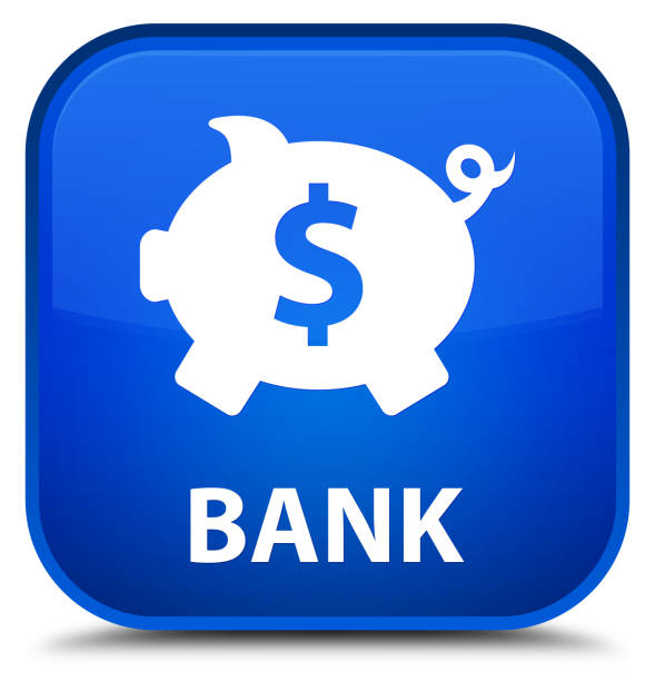 illustrations, cliparts, dessins animés et icônes de bouton carré bleu spécial de banque (signe de dollar boîte piggy) - piggy bank currency savings finance