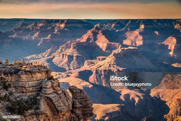 Hikers In Grand Canyon National Park At Sunset Arizona Usa Stock Photo - Download Image Now