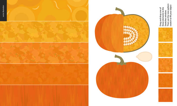 ilustrações de stock, clip art, desenhos animados e ícones de food patterns, vegetable, pumpkin - pumpkin textured peel backgrounds