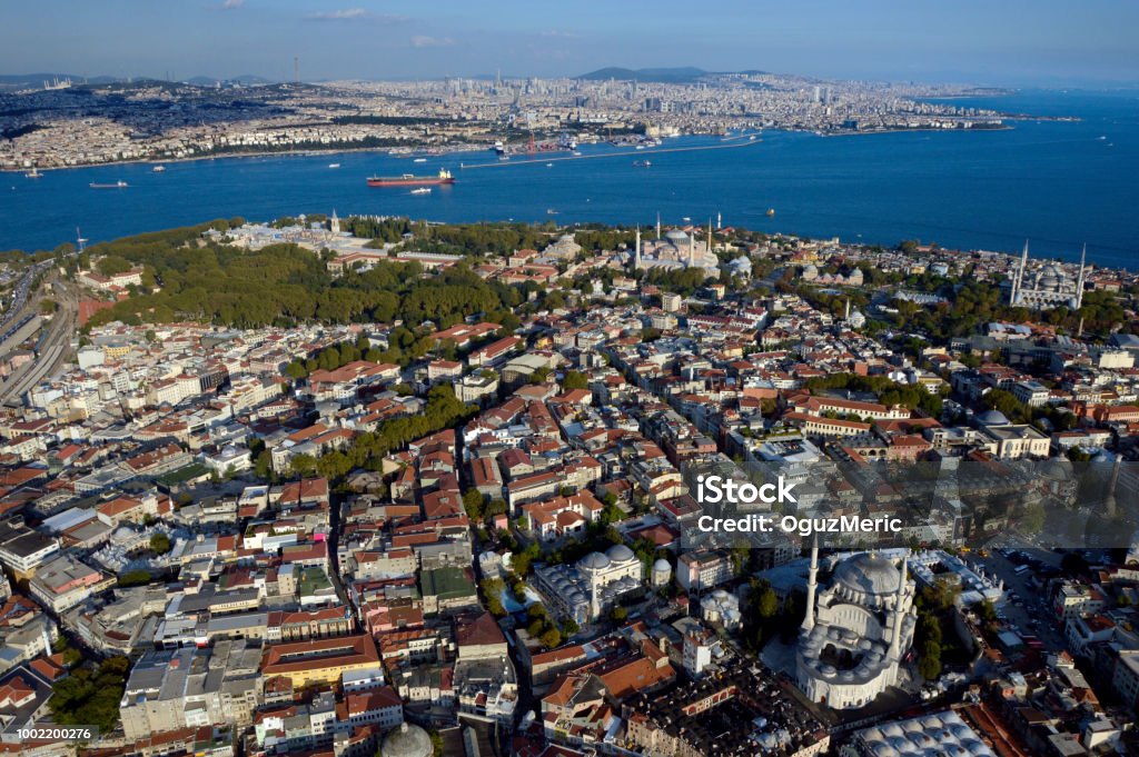 Historical peninsula Istanbul to the Asia part of İstanbul Aerial View Stock Photo