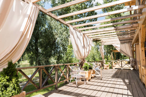 istock beautiful cozy terrace with empty chairs at sunny summer day 1002208228