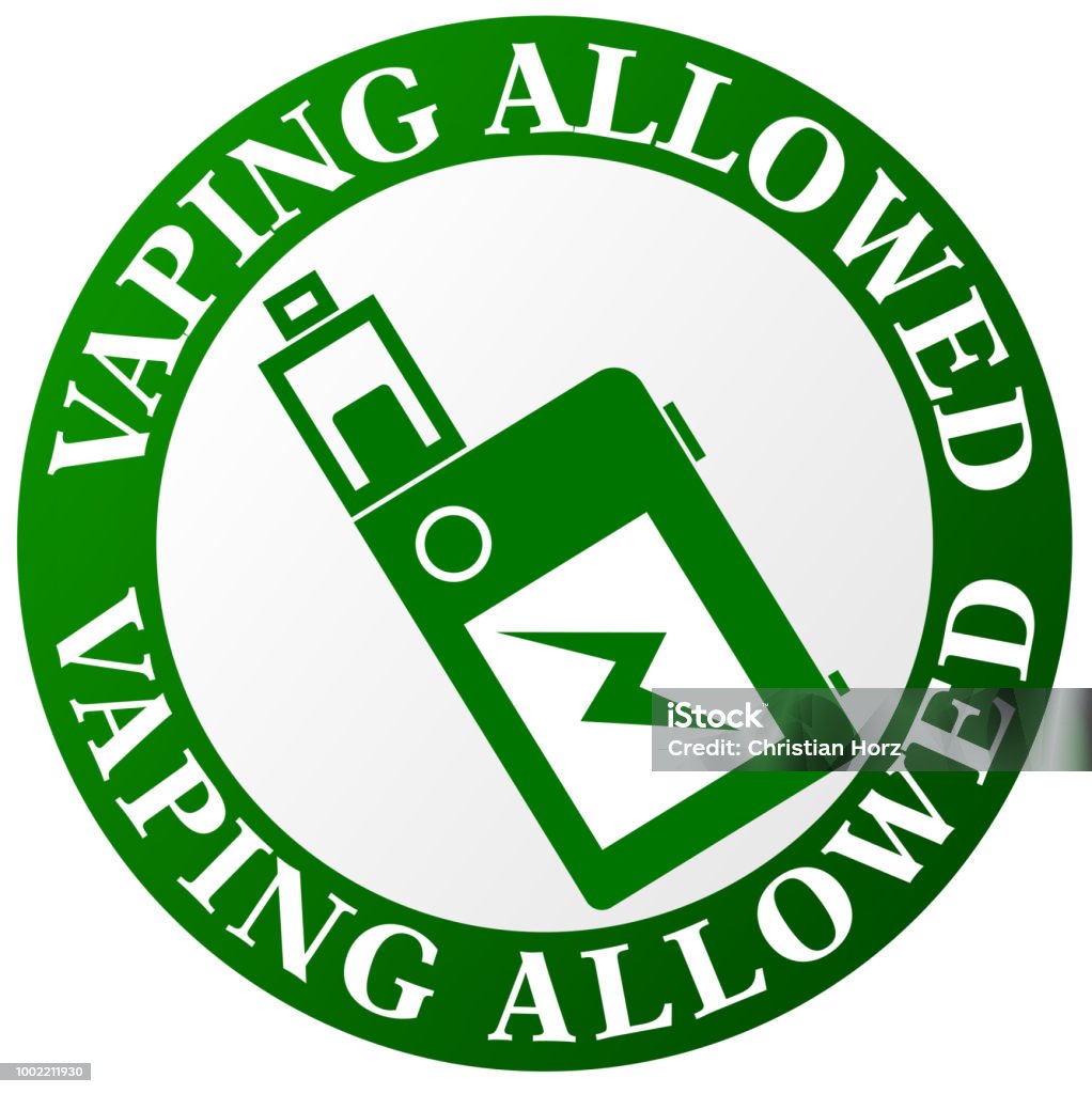 Vaping Sign Ex Green Round Vaping Allowed Sign Stock Illustration - Download Image Now ...
