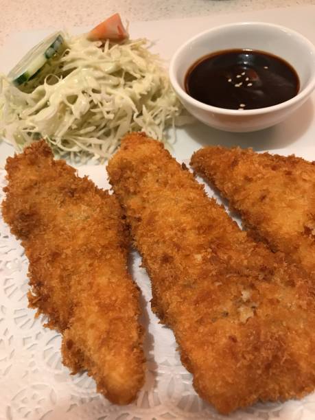 flunder fisch katsu - fish cutlet stock-fotos und bilder