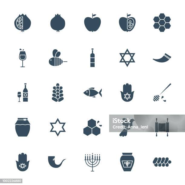 Rosh Hashanah Solid Web Icons Stock Illustration - Download Image Now - Judaism, Icon Symbol, Icon Set