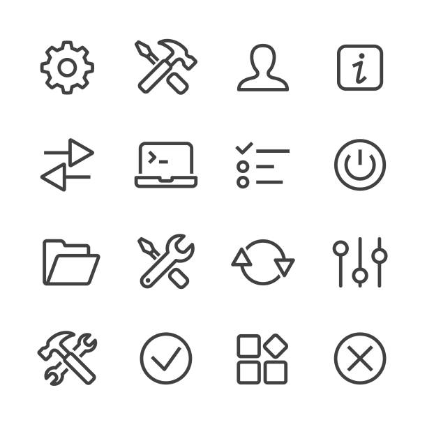 Tool and Setting Icons - Line Series Tool, Setting, control, control panel Installing stock illustrations
