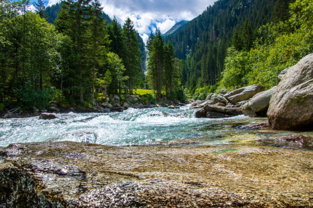 River between the waterfalls of krimml in austria (Krimmler Wasserfälle)