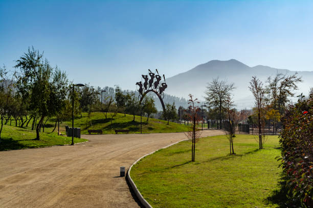 View of Parque Bicentenario, in Vitacura district, Santiago de Chile