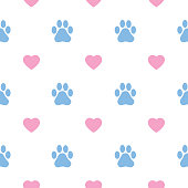 istock Paw Prints And Hearts Seamless Pattern 1002265710