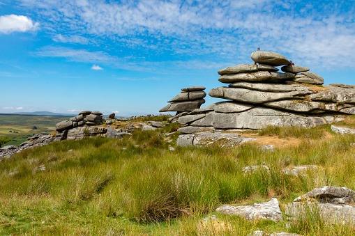 Minions\nBodmin Moor\nCornwall\nEngland\nJuly 12, 2018\nThe Cheesewring. Unusual natural rock formations near Minions, the highest village in Cornwall